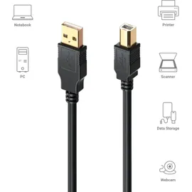 deleyCON 10m Akives USB Druckerkabel Scannerkabel Datenkabel USB 2.0 A-Stecker zu B-Stecker für Drucker Scanner Fax Multifunktionsdrucker Printer ... Schwarz