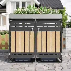 stilvora Mülltonnenbox 2 Fächer 100 x 100 cm schwarz