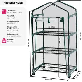 Tectake Foliengewächshaus 0,69 x 0,49 x 1,33 m