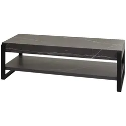 Mendler TV-Rack HWC-L53, Fernsehtisch Lowboard TV-Tisch, Metall 42x120x44cm ~ Marmor-Optik grau