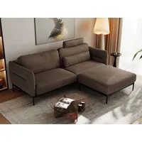 Ecksofa SALENTO L Velvet Braun - Braun