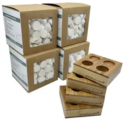 OIO NATURA Komprimierte biologisch abbaubare Tücher von OIO (Packung mit 800 Stück) + 4 Bambussockel Duo