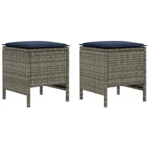 vidaXL Garten-Fußhocker 38 x 38 x 45 cm Grau/Marineblau 2 St.