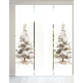 HOME WOHNIDEEN Schiebegardine HOME WOHNIDEEN "CHRISTMAS TREE", beige (natur), B:60cm H:245cm, Polyester, Gardinen, SET, Schiebewand, Dekostoff, Digitaldruck