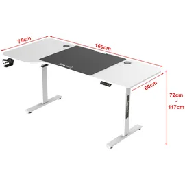 pro.tec Schreibtisch, Stryn 160 x 75 cm Weiß