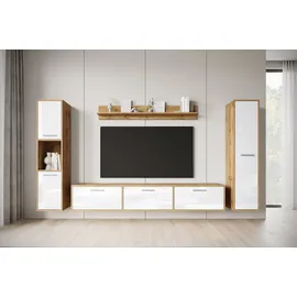 INOSIGN Wohnwand »BOGOTA XL, Vitrine Türanschlag links/rechts wechselbar« 4 Stk. tlg., weiß