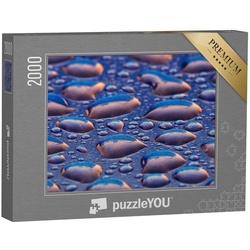 puzzleYOU Puzzle Klare Wassertropfen auf dunkelblauer Oberfläche, 2000 Puzzleteile, puzzleYOU-Kollektionen Fotokunst