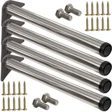 Stahlia 4 x Edelstahl Fi Tischfuß Ø60 mm Tischbeine Möbelfuß |Höhe 710 mm|höhenverstellbar + 30 mm|inkl. Befestigungsmaterial |Tischfuss Verstellfuß Möbel Fuß Füße |