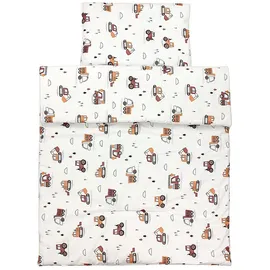 TupTam Kinder Gemusterte Bettdecken Set Ganzjahresdecke Bettdecke Kopfkissen Flachkissen 2tlg., Farbe: Bagger Beige, Größe: 135x100 cm