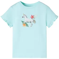 Kinder-Kurzarmshirt Hellblau 140 – Verspieltes Einhorn-Design für kleine Träumer - 140