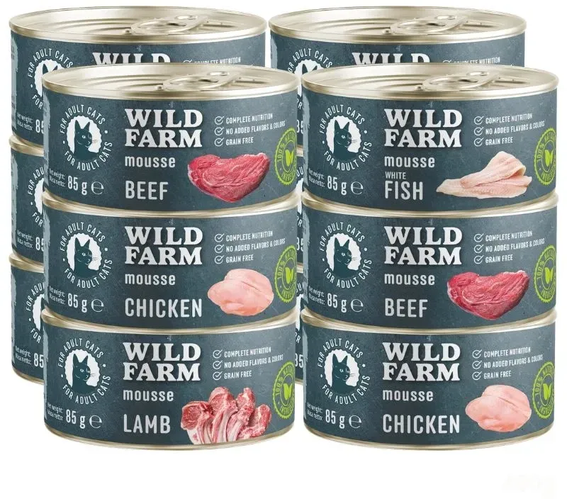 WILD FARM Mousse MIX12x85g - getreidefreie Mousse für Katzen