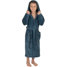 WeWo Fashion Kinderbademantel WEWO FASHION "8521" Gr. 134, blau (smokeyblau), L:92cm, Baumwoll-Mix, Hausmäntel, Soft Touch
