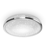 B.K.Licht - LED Deckenlampe mit Sternenhimmel, neutralweiße Lichtfarbe, 15 Watt, 1500 Lumen, LED Deckenleuchte, LED Lampe, Wohnzimmerlampe, Schlafzimmerlampe, Küchenlampe, 32,9x6 cm, Chrom