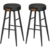 VASAGLE EKHO Kollektion - Barhocker, Set, Barstuhl, Küchenstuhl, Kunstleder, Mid-Century-Modern-Stil, 76,2 cm hoch, für Küche, Esszimmer, einfacher Aufbau, tintenschwarz LBC290B01