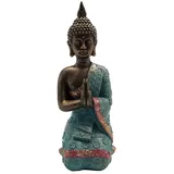 Dehner Polyresin-Buddha, ca. H28,5 cm, Polyresin, türkis/Kupfer/Gold/rot