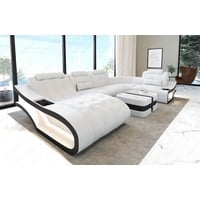 Sofa Dreams Wohnlandschaft Ledersofa Leder Couch Elegante U-Form Ledercouch, wahlweise mit Bettfunktion schwarz|weiß