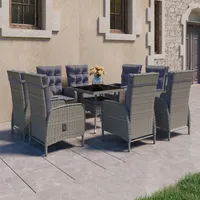 vidaXL Garten-Essgruppe 9-tlg. Grau