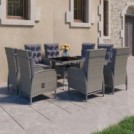 vidaXL Garten-Essgruppe 9-tlg. Grau