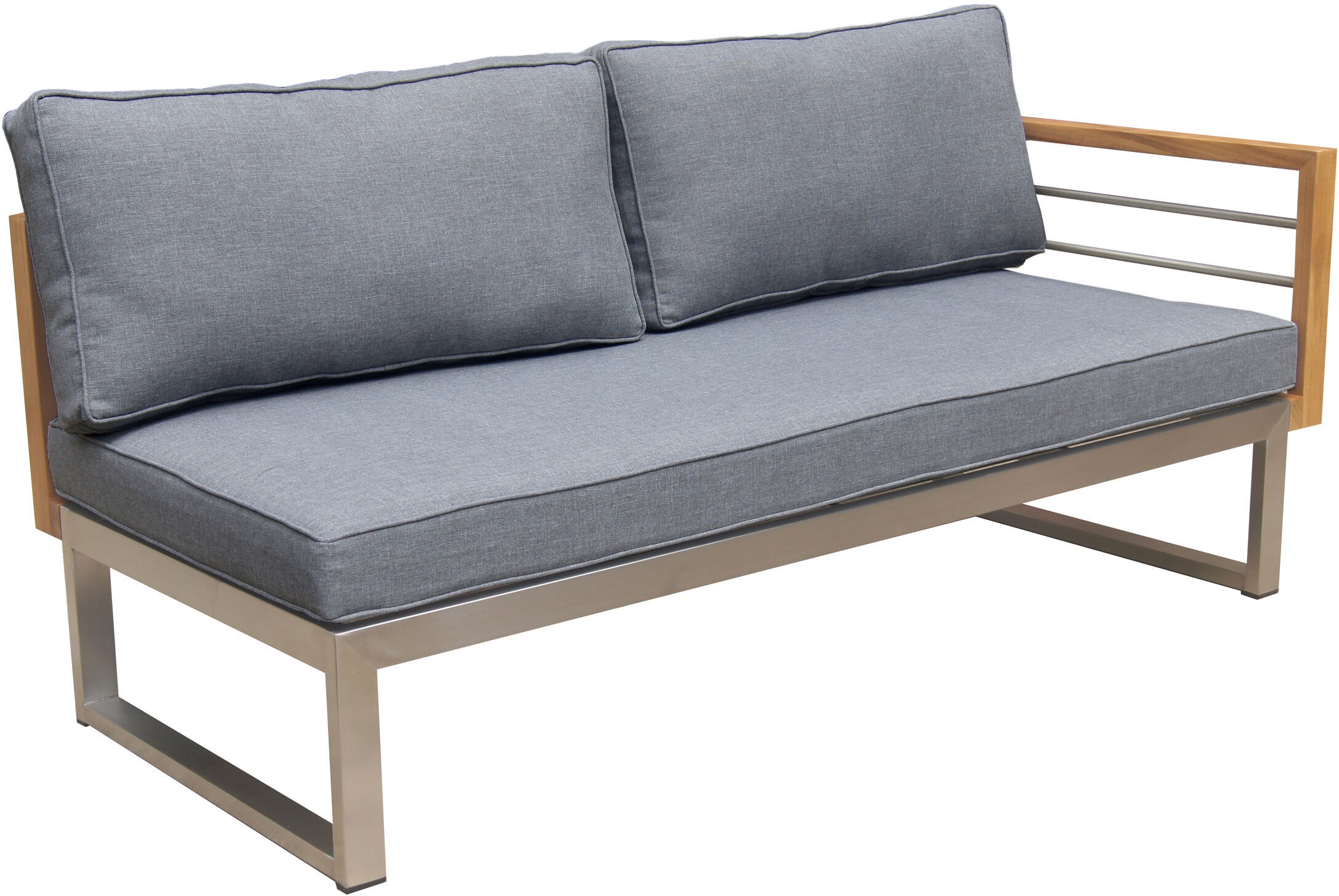 OUTFLEXX 2-Sitzer Sofa, natur / grau, FSC-Teak / Edelstahl / Olefin, 165x74x64 cm, Armlehne links