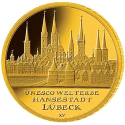 100 Euro Goldmünze 2007 "Hansestadt Lübeck", gem. Prägezeichen