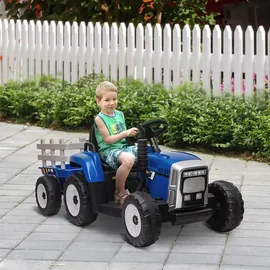 Homcom Elektro-Kinderauto Traktor mit Anhänger blau (2-tlg)