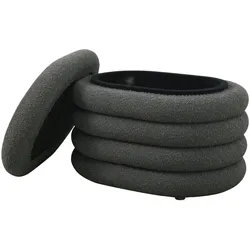 SVITA BLOSSOM Hocker mit Stauraum Sitzhocker Ottomane Boucle-Polster Dunkelgrau