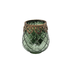 Dekohelden24 Kerzenständer Orientalische Designer Kerzenhalter, Größe und grün 10 - 9 cm x 9