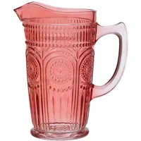 MARELIDA Krug Vintage Boho Blumenmuster Karaffe Tee Saft Kanne Glas 1,4l rot