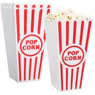 Novelty Place Kunststoff rot & weiß gestreiften klassischen Popcorn-Behälter für Movie Night - 7,8 "hoch x 3,8" Platz (4er Pack)