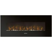 Elektrischer Panorama-Wandkamin 2kW aus schwarzem gehärtetem Glas mit Fernbedienung