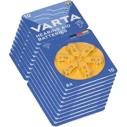 60x Varta Hearing Aid Batterie 10 PR70 Hörgerätebatterie