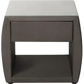 Alina Nachttisch "Nadina", grau (quarzgrau gdu 19), B:51cm H:50cm, Microfaser GDU (100% Polyester), Tische, Nachttisch, mit Glasplatte