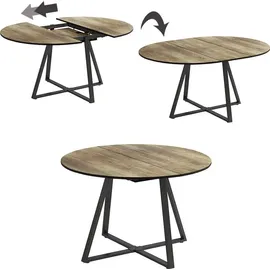 Vicco Esstisch Loyd, Eiche rustikal/Schwarz, 120 x 120 cm ausziehbar