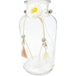 Goldbach Glasvase Flaschenform H 20cm Ø 10cm Transparent Weiße Blumenschleife