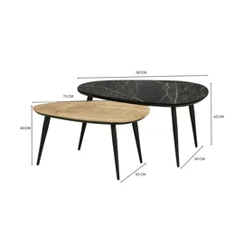 Uno Couchtisch 2er Set Dortmund ¦ holzfarben ¦ Maße (cm): B: 60 H: 45