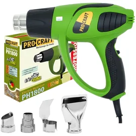 PROCRAFT Procraft, PH1800 Heissluftpistole 1800 Watt 400 - 600 °C + 4x Düse