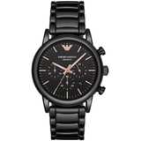 Giorgio Armani Emporio Armani Uhr für Herren , QuarzChronographenwerk, 43mm Schwarzes Keramikgehäuse mit Keramikarmband, AR1509