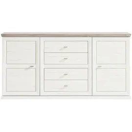 hom'in Sideboard 180 x 89 x 43 cm Grau / Weiß