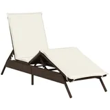 vidaXL Sonnenliege mit Auflage Braun Poly Rattan