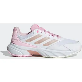 adidas Damen Courtjam Control 3 Tennis Shoes, Cloud White/Silver Metallic/Lucid Pink, 41 1/3 EU