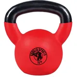 Kettlebell - 16 kg, Gusseisen, Vinyl Beschichtung, Schwunghantel, Kugelgewicht schwarz|rot 16kg