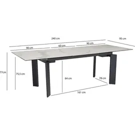 FineBuy Esstisch 180 x 77 x 95 cm weiß