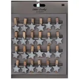 Rico Design DIY-Adventskalender Clips mit Stern, Holz, silber 2021