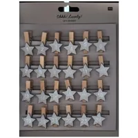 Rico Design DIY-Adventskalender Clips mit Stern, Holz, silber 2021