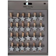 Rico Design DIY-Adventskalender Clips mit Stern, Holz, silber 2021