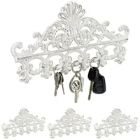 Relaxdays - 4 x Garderobenleiste Gusseisen, 5 Haken, antike