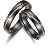 Partnerring MARRYA "BLACK TITANIUM by MARRYA" Gr. 52, schwarz (herren ring, schwarz, gold), Fingerringe, Damen, 52, Titan