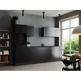Respekta Küchenzeile 280 cm Grau Schwarz