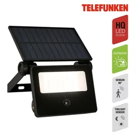 Telefunken Außenleuchte Aluminium, Glas 14x11,5x18 cm inkl. Bewegungsmelder, Dämmerungssensor schwarz