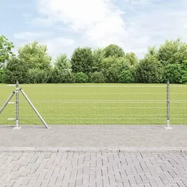 vidaXL Zaun mit Pfosten 0,6 x 25 m Silber/Stahl